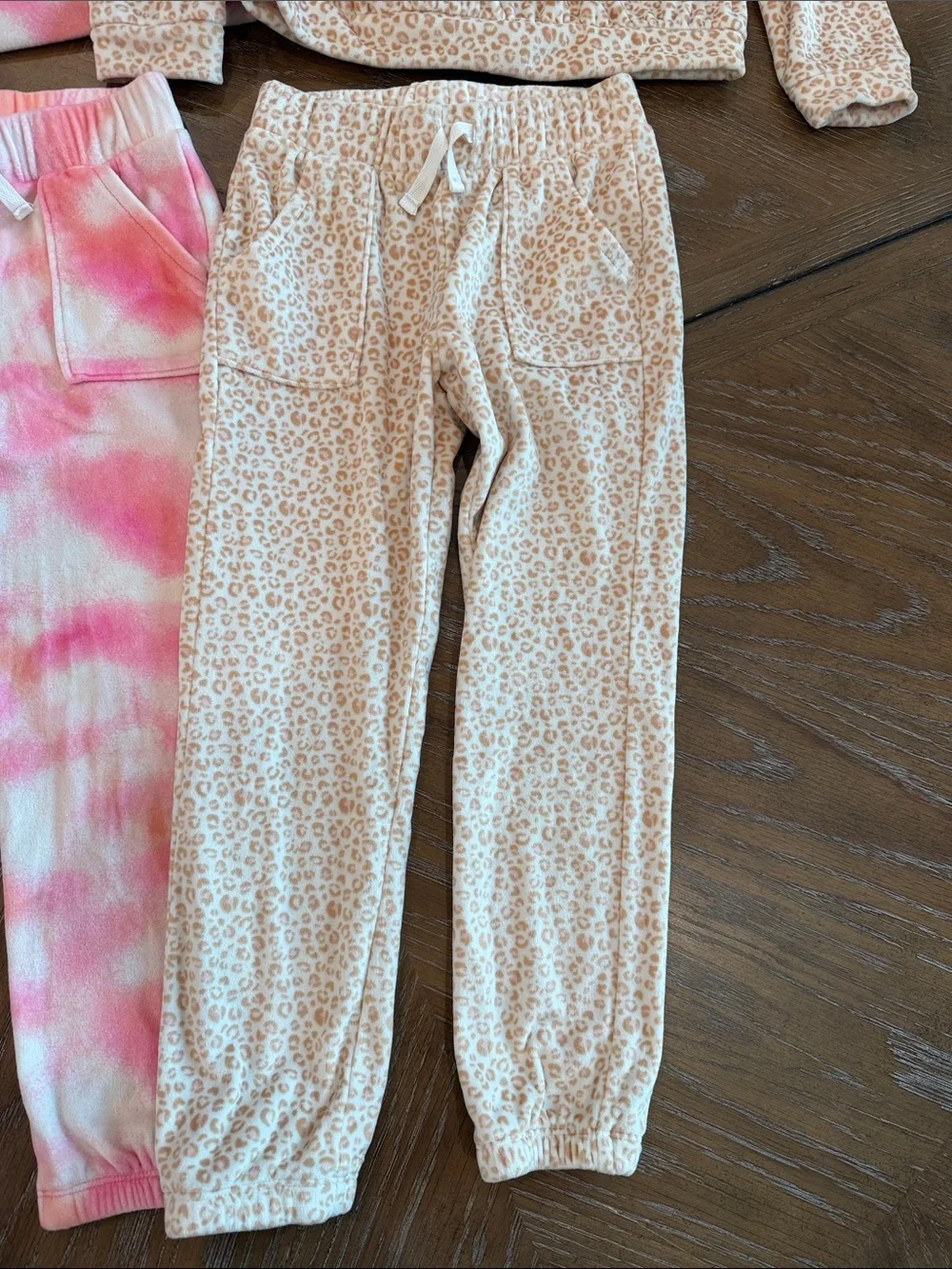 Cat & Jack Pink Tie-Dye and Cream Leopard Ruffle Pajama Set Duo